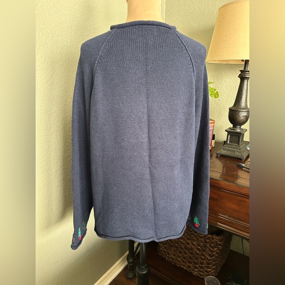 Northern Isles Santa & Elves Christmas Sweater Blue Knit XL - Picture 3 of 9